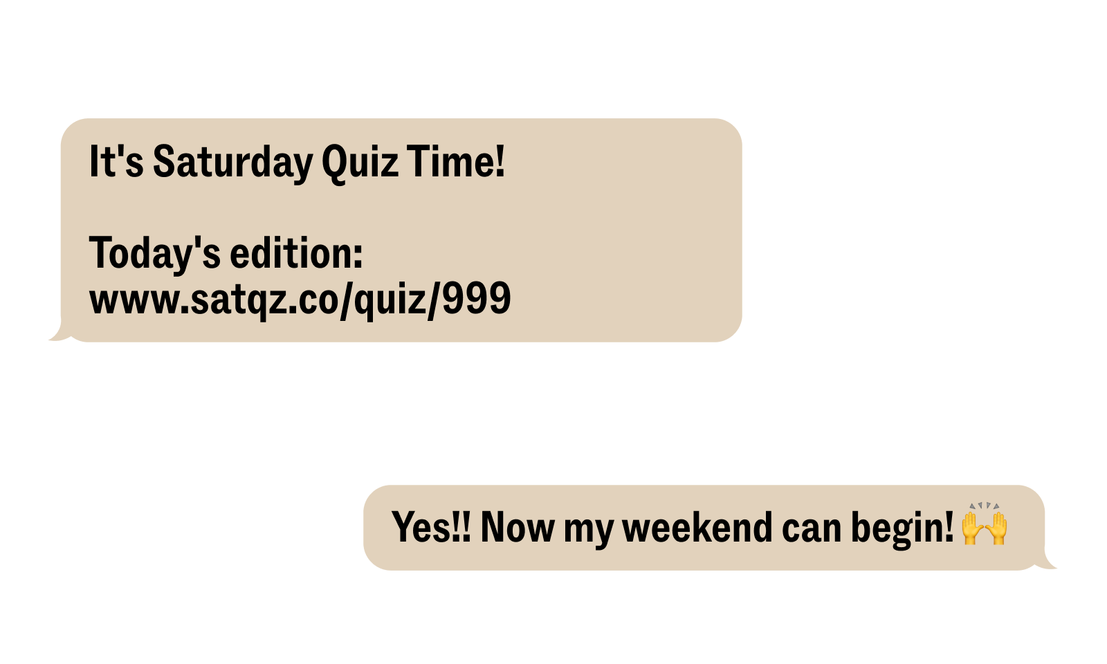 A screenshot of a text message with a link to the quiz.